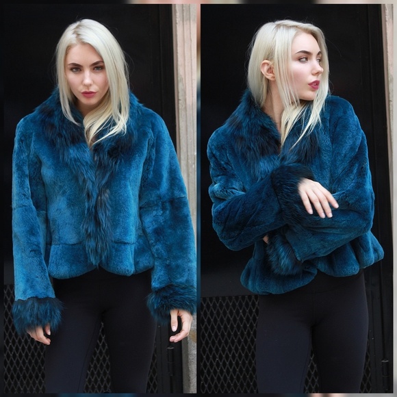 SALE Sexy Blue Rex Rabbit Jacket - Picture 2 of 3